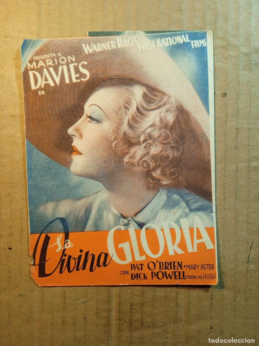 Folhetos de m&atilde;o de filmes antigos de cinema: FOLLETO DE MANO DOBLE DE LA PEL&Iacute;CULA LA DIVINA GLORIA