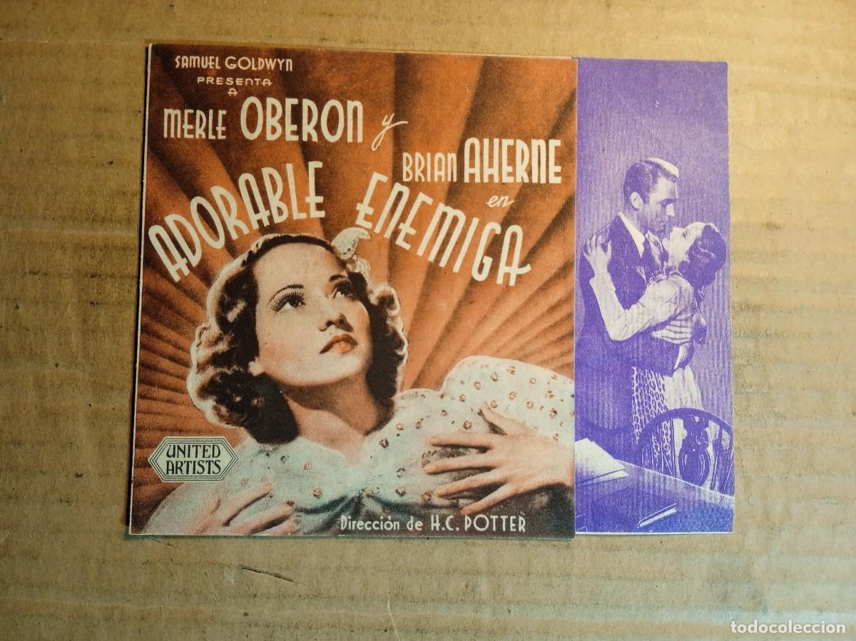 Folhetos de m&atilde;o de filmes antigos de cinema: FOLLETO DE MANO DOBLE DE LA PEL&Iacute;CULA ADORABLE ENEMIGA