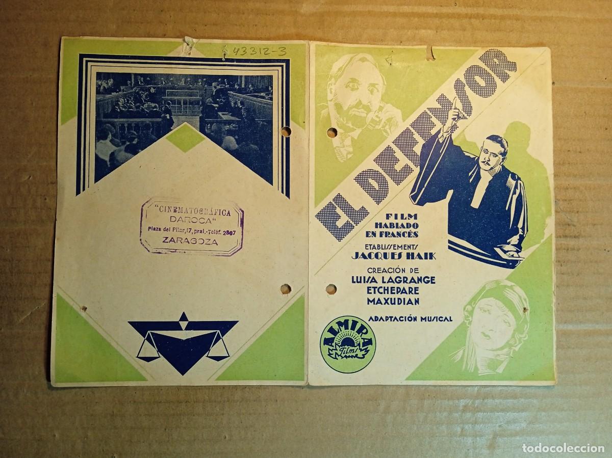 Cine: FOLLETO DE MANO DOBLE DE LA PEL&Iacute;CULA EL DEFENSOR - Foto 3