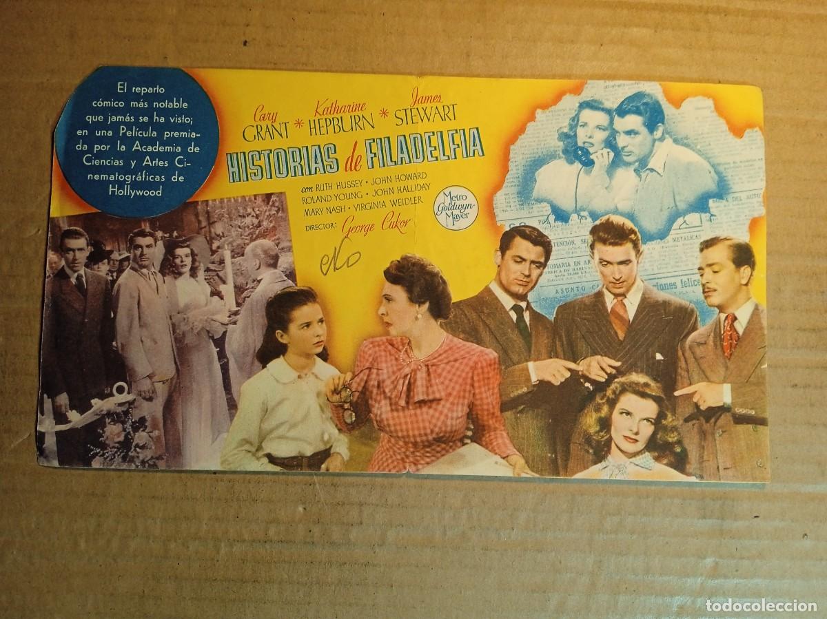  Foglietti di film di film antichi di cinema: FOLLETO DE MANO DOBLE DE LA PEL&Iacute;CULA HISTORIAS DE FILADELFIA