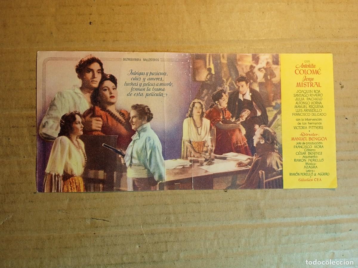 Cine: FOLLETO DE MANO DOBLE DE LA PEL&Iacute;CULA LA GITANA Y EL REY - Foto 2