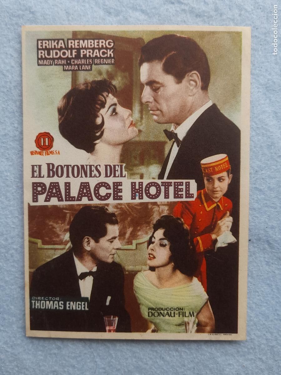  Foglietti di film di film antichi di cinema: El Botones del Palace Hotel. Erika RemBerg, Rudolf Prack, Mady Rahi.