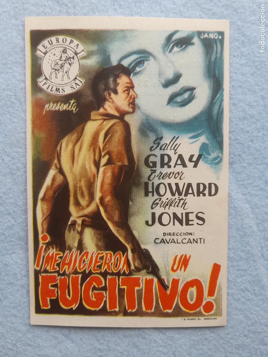  Foglietti di film di film antichi di cinema: Me Hicieron un Fugitivo. A&ntilde;o 1951. Selly Gray. Trevor Howard. Griffith Jones.