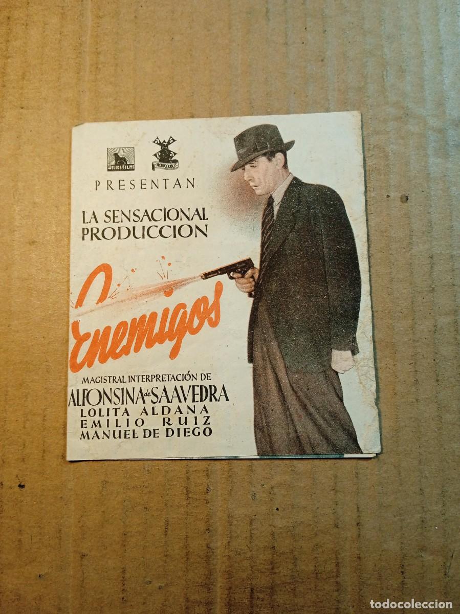 Cine: FOLLETO DE MANO DOBLE DE LA PEL&Iacute;CULA ENEMIGOS