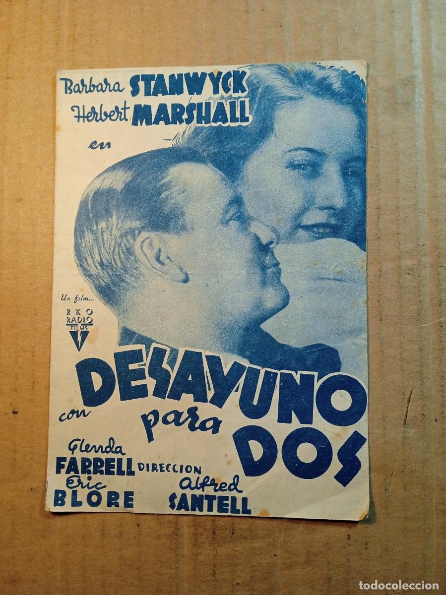  Foglietti di film di film antichi di cinema: FOLLETO DE MANO DOBLE DE LA PEL&Iacute;CULA DESAYUNO PARA DOS