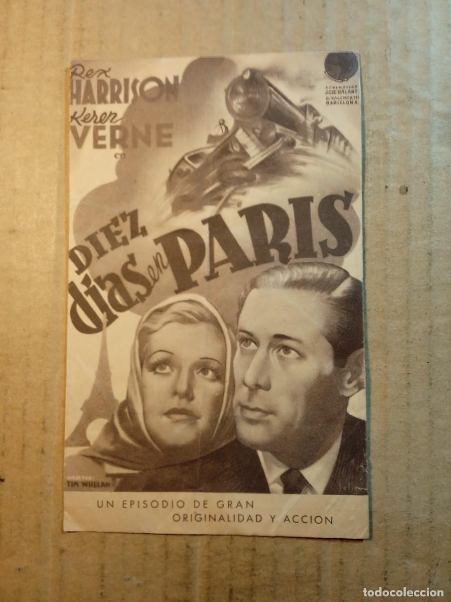 Cine: FOLLETO DE MANO DOBLE DE LA PEL&Iacute;CULA DIEZ DIAS EN PARIS