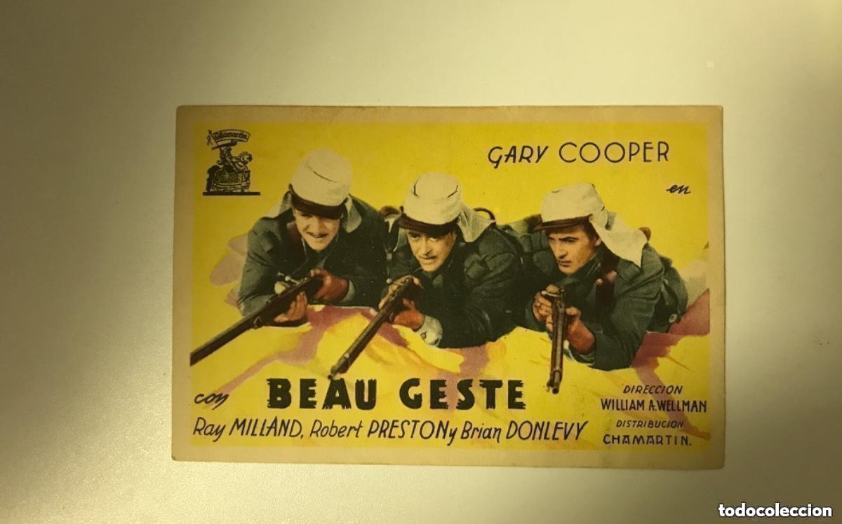 Cine: Programa de cine Folleto de mano Beau Geste con publicidad al dorso