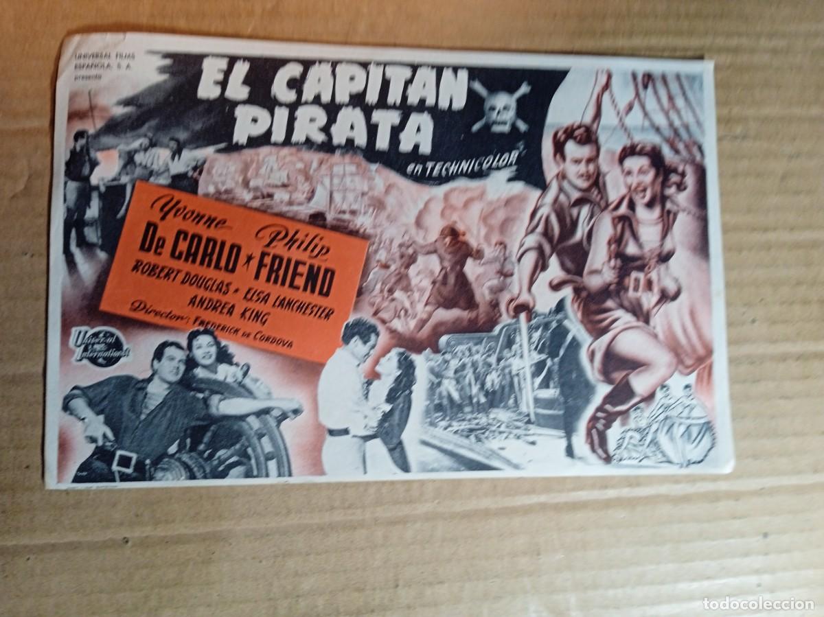 Folhetos de m&atilde;o de filmes antigos de cinema: FOLLETO DE MANO GIGANTE DE LA PEL&Iacute;CULA EL CAPIT&Aacute;N PIRATA