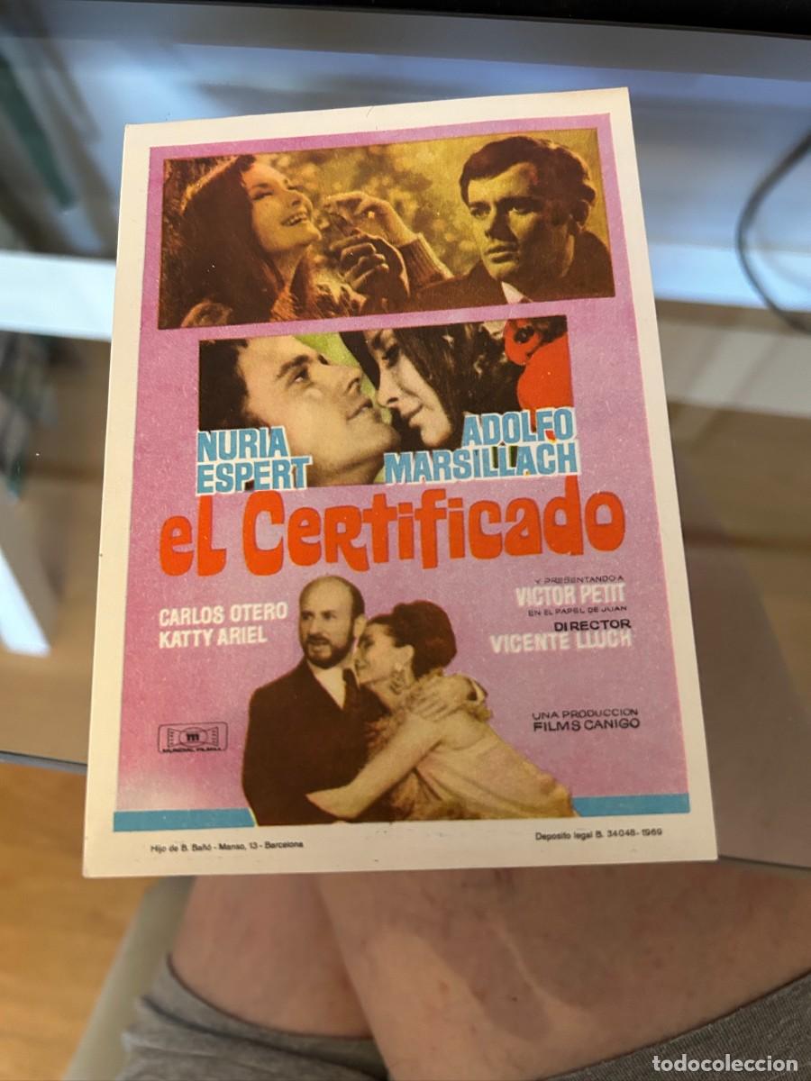 Cine: 1868 EL CERTIFICADO NURIA ESPERT SIN PUBLICIDAD BUEN ESTADO