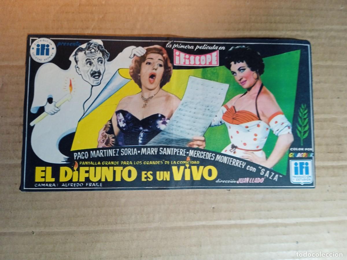 Folhetos de m&atilde;o de filmes antigos de cinema: FOLLETO DE MANO GIGANTE DE LA PEL&Iacute;CULA EL DIFUNTO ES UN VIVO