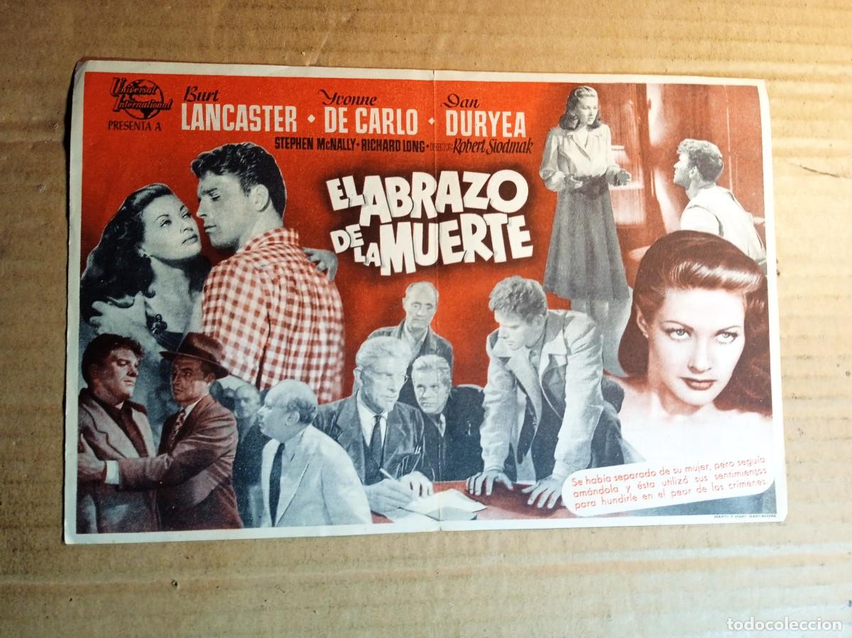 Cine: FOLLETO DE MANO GIGANTE DE LA PEL&Iacute;CULA EL ABRAZO DE LA MUERTE