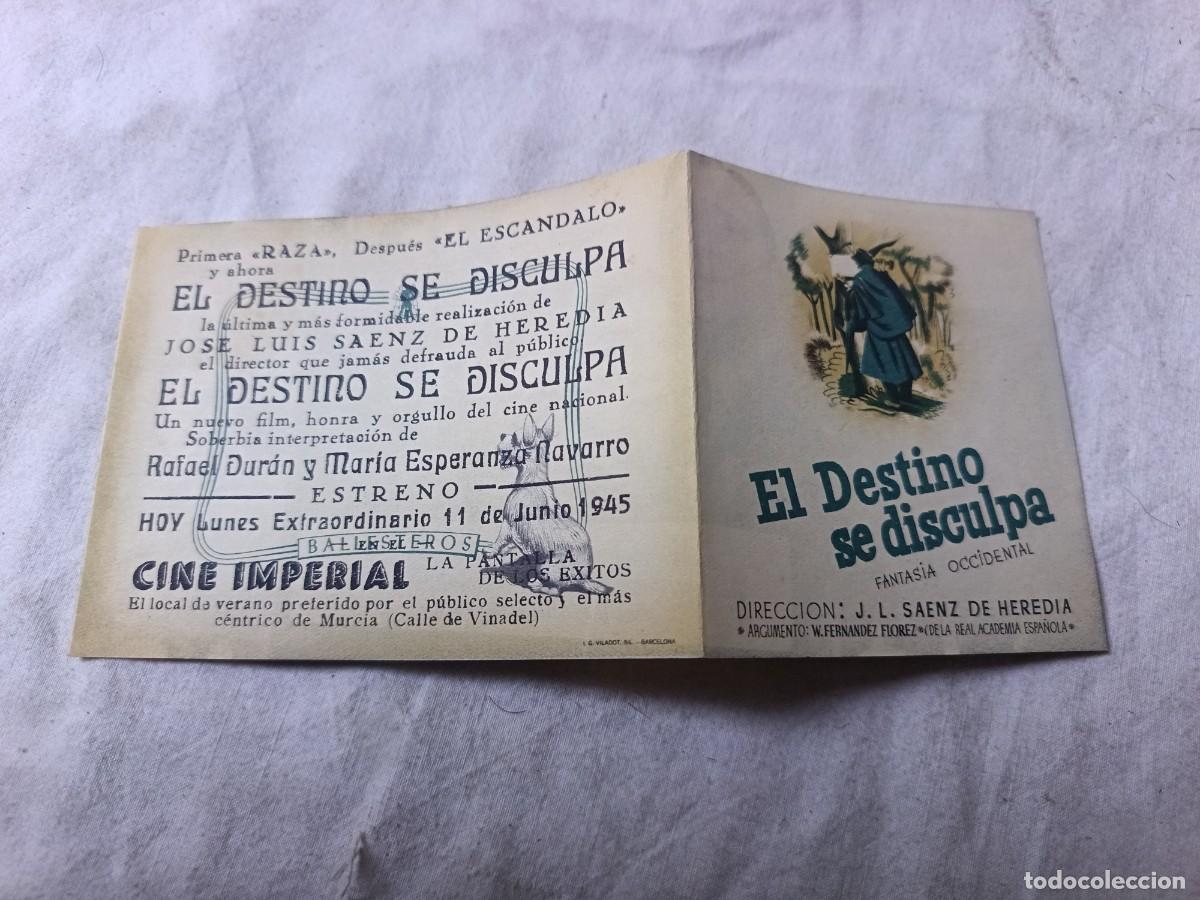 Cine: Folleto de Mano de Cine, El Destino se Disculpa