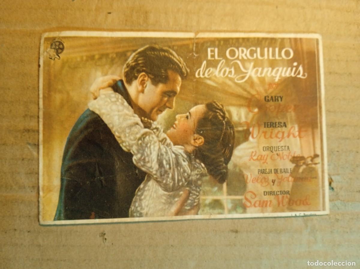  Flyers Publicitaires de films Anciens: FOLLETO DE MANO CON PUBLICIDAD EL ORGULLO DE LOS YANQUIS
