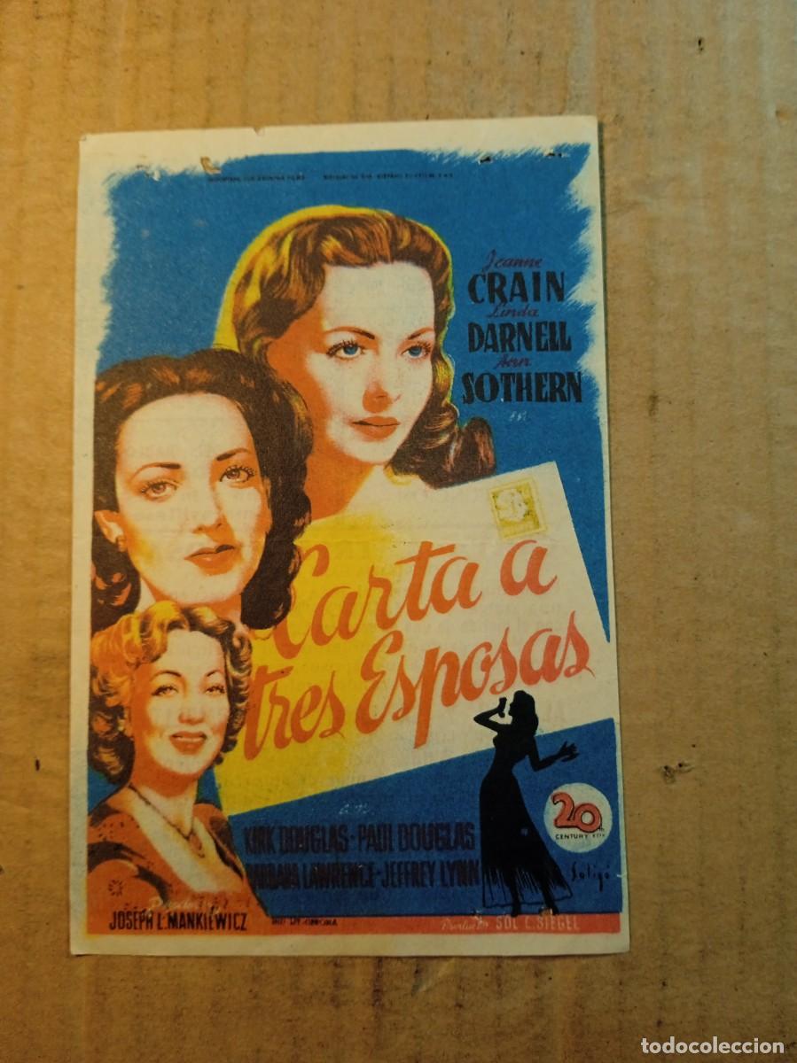 Cine: FOLLETO DE MANO CON PUBLICIDAD CARTA A TRES ESPOSAS