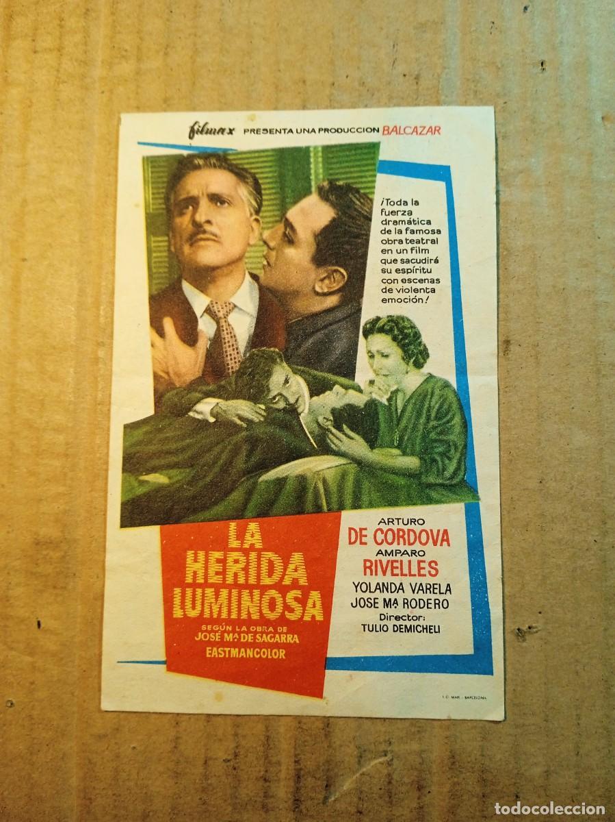 Cine: FOLLETO DE MANO CON PUBLICIDAD LA HERIDA LUMINOSA