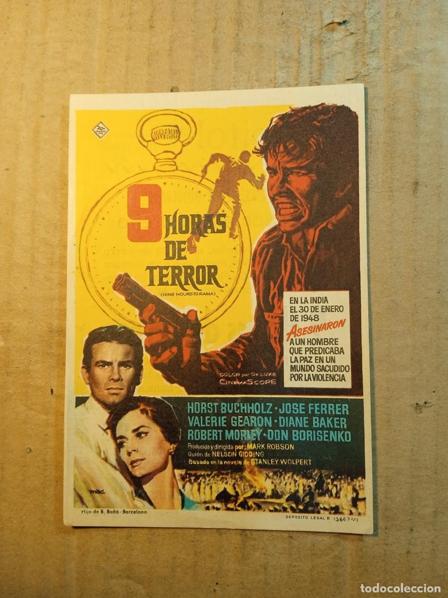 Folhetos de m&atilde;o de filmes antigos de cinema: FOLLETO DE MANO CON PUBLICIDAD 9 HORAS DE TERROR