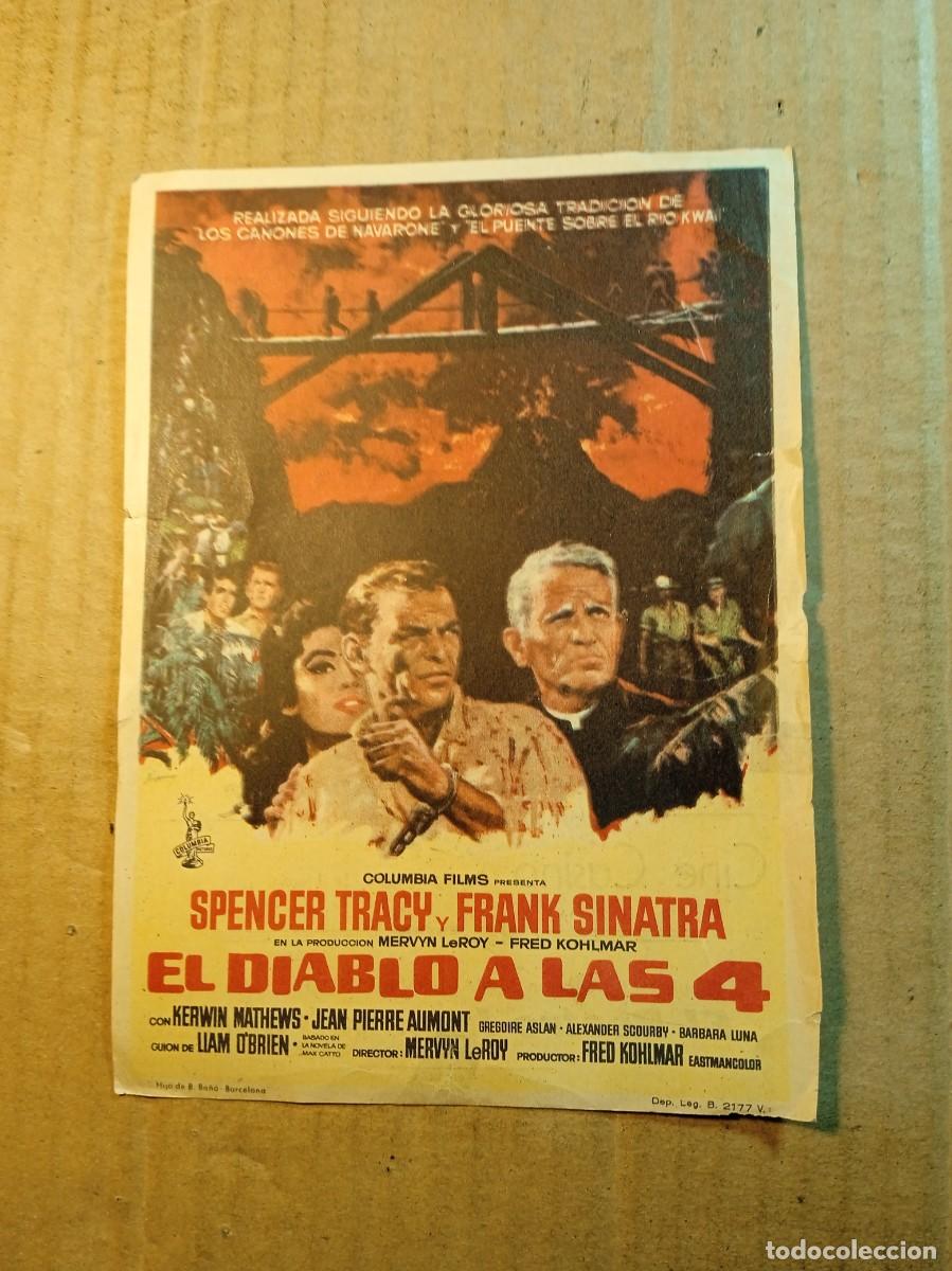 Folhetos de m&atilde;o de filmes antigos de cinema: FOLLETO DE MANO CON PUBLICIDAD EL DIABLO A LAS 4