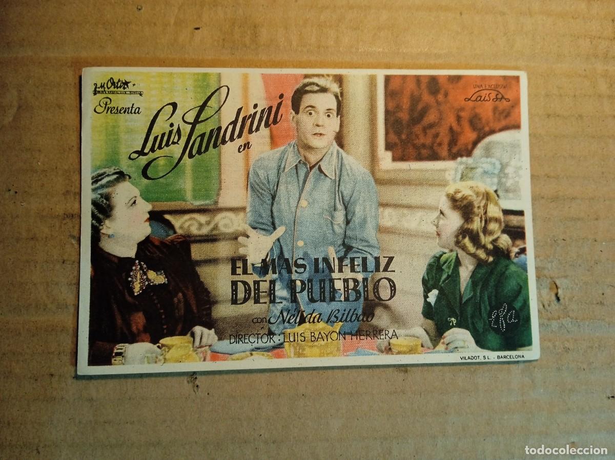 Cine: FOLLETO DE MANO CON PUBLICIDAD EL MAS INFELIZ DEL PUEBLO