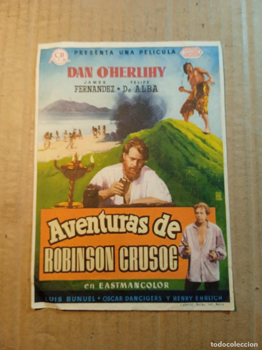  Flyers Publicitaires de films Anciens: FOLLETO DE MANO CON PUBLICIDAD AVENTURAS DE ROBINSON CRUSOE