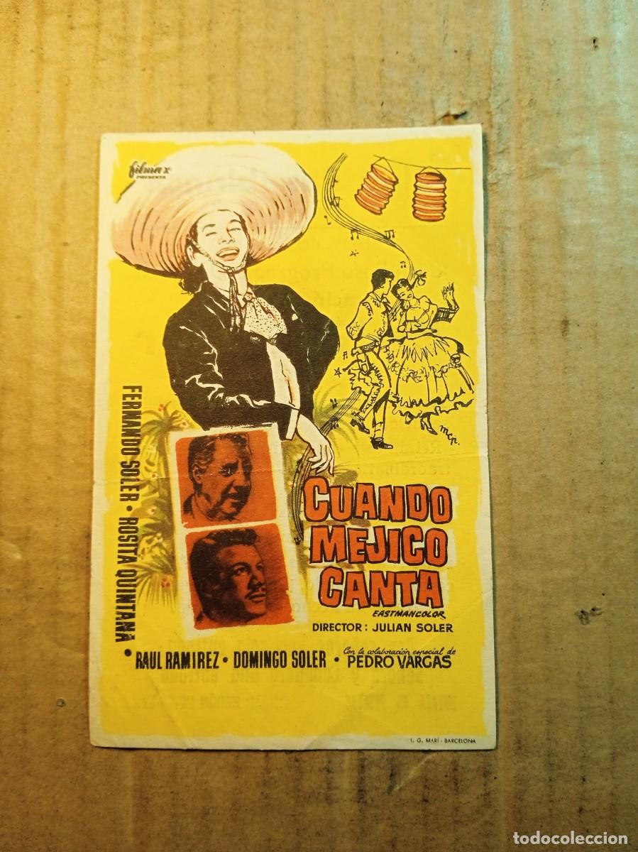 Cine: FOLLETO DE MANO CON PUBLICIDAD CUANDO MEJICO CANTA