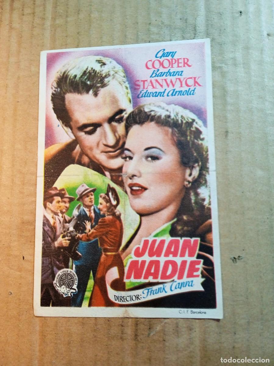 Cine: FOLLETO DE MANO CON PUBLICIDAD JUAN NADIE