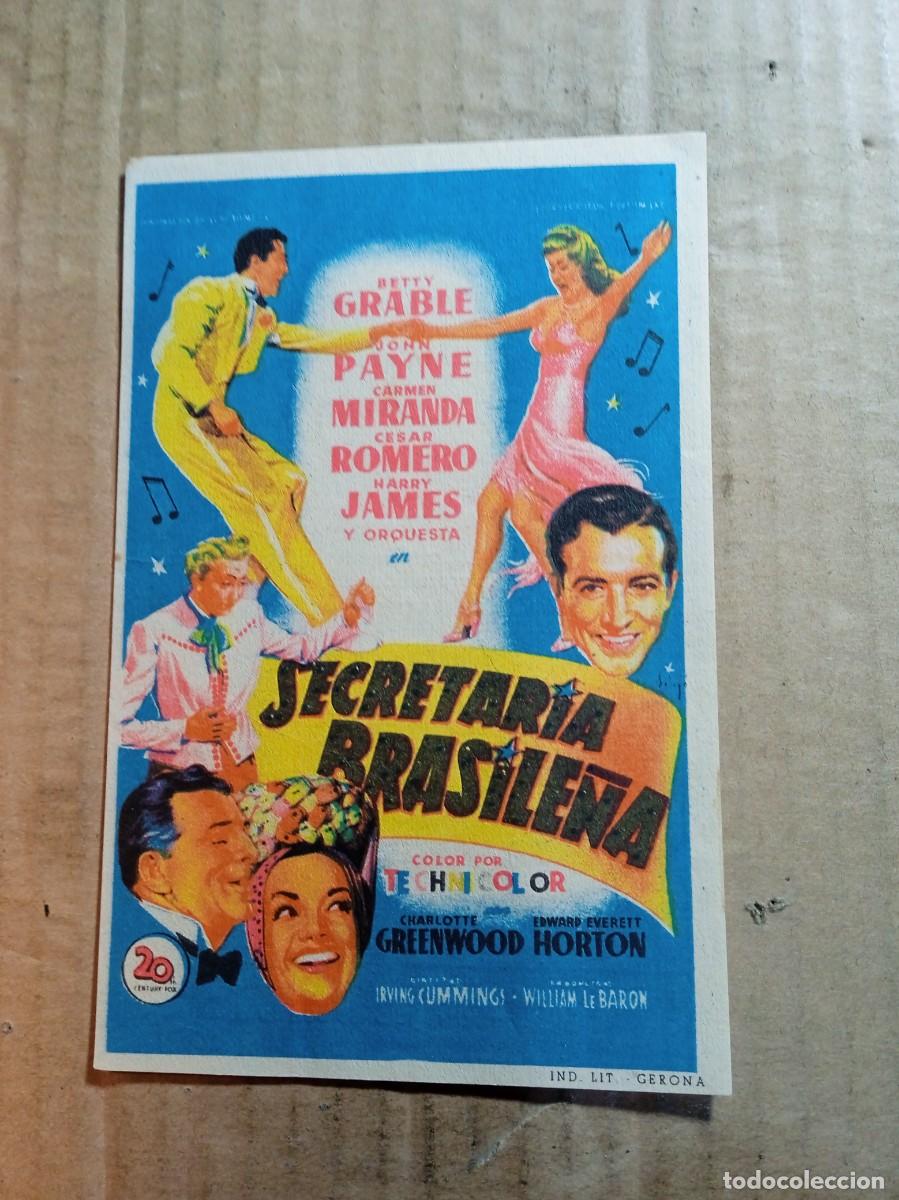 Cine: FOLLETO DE MANO CON PUBLICIDAD SECRETARIA BRASILE&Ntilde;A