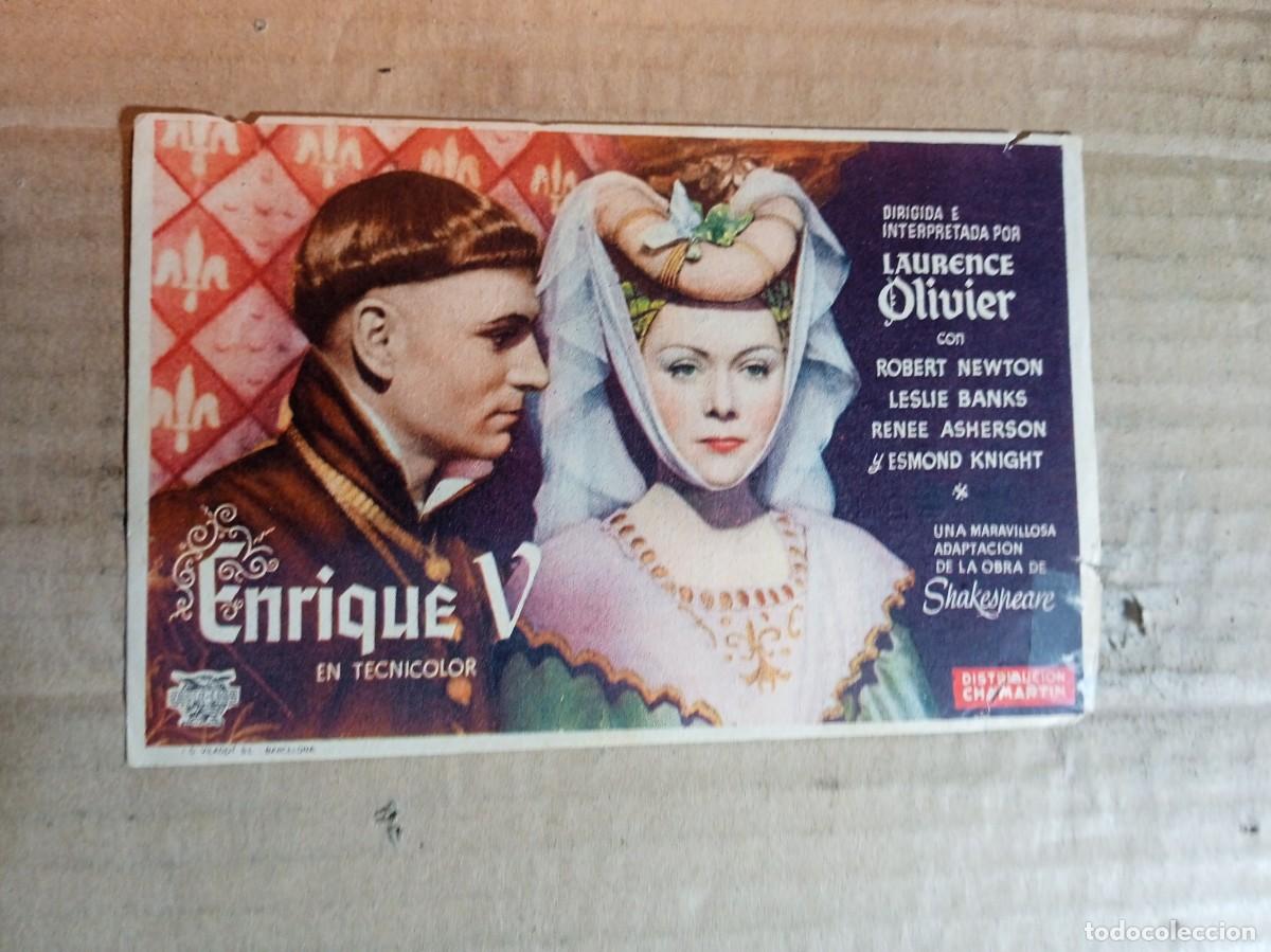 Cine: FOLLETO DE MANO CON PUBLICIDAD ENRIQUE V