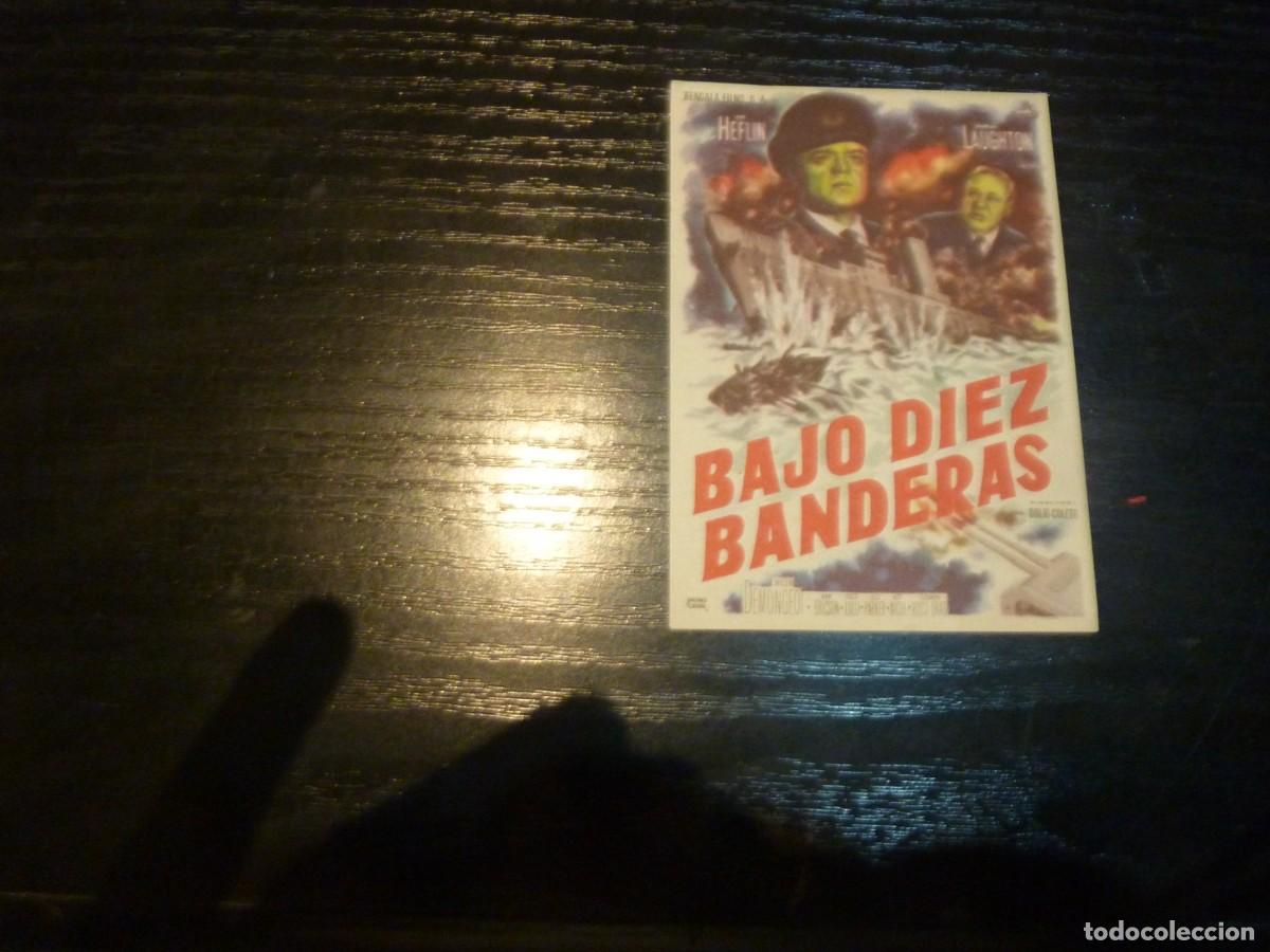 Cine: Folleto de cine BAJO DIEZ BANDERAS con publicidad