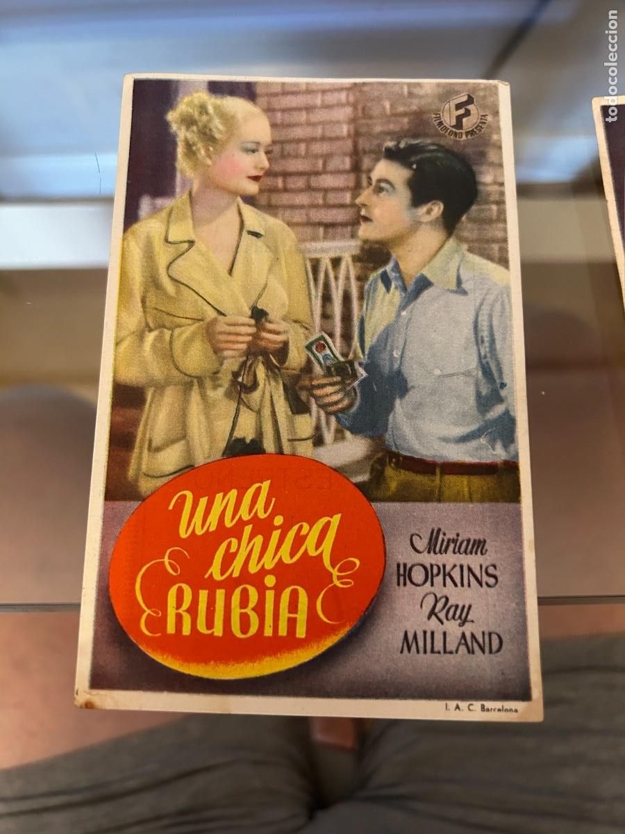Cine: 1933 UNA CHICA RUBIA CINE ODEON HUESCA CON PUBLICIDAD BUEN ESTADO