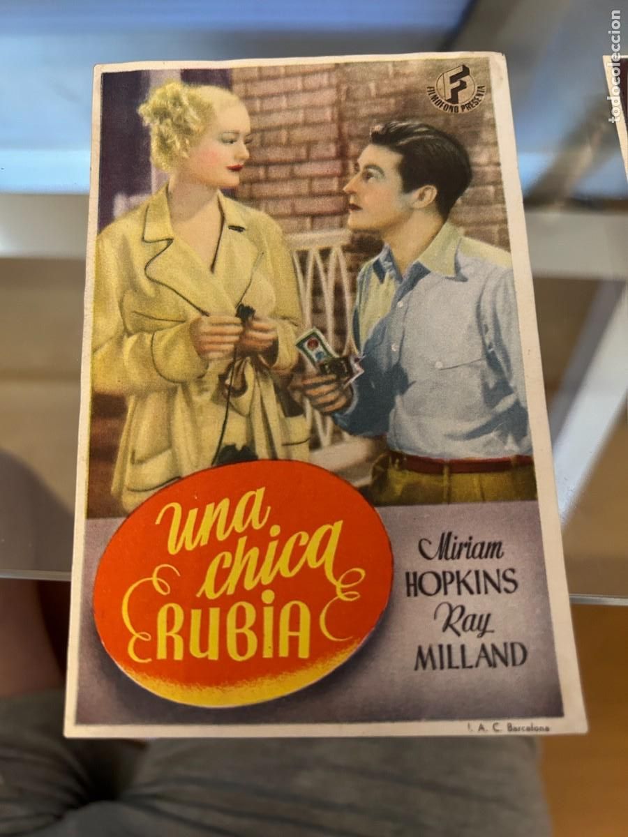 Cine: 1934 UNA CHICA RUBIA SIN PUBLICIDAD BUEN ESTADIO