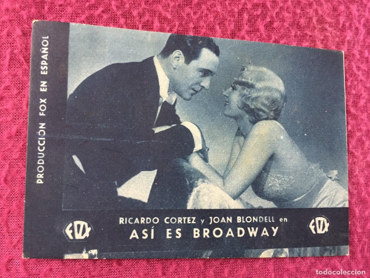 Cine: Antiguo programa de cine cart&oacute;n. As&iacute; es Broadway. A&ntilde;os 30