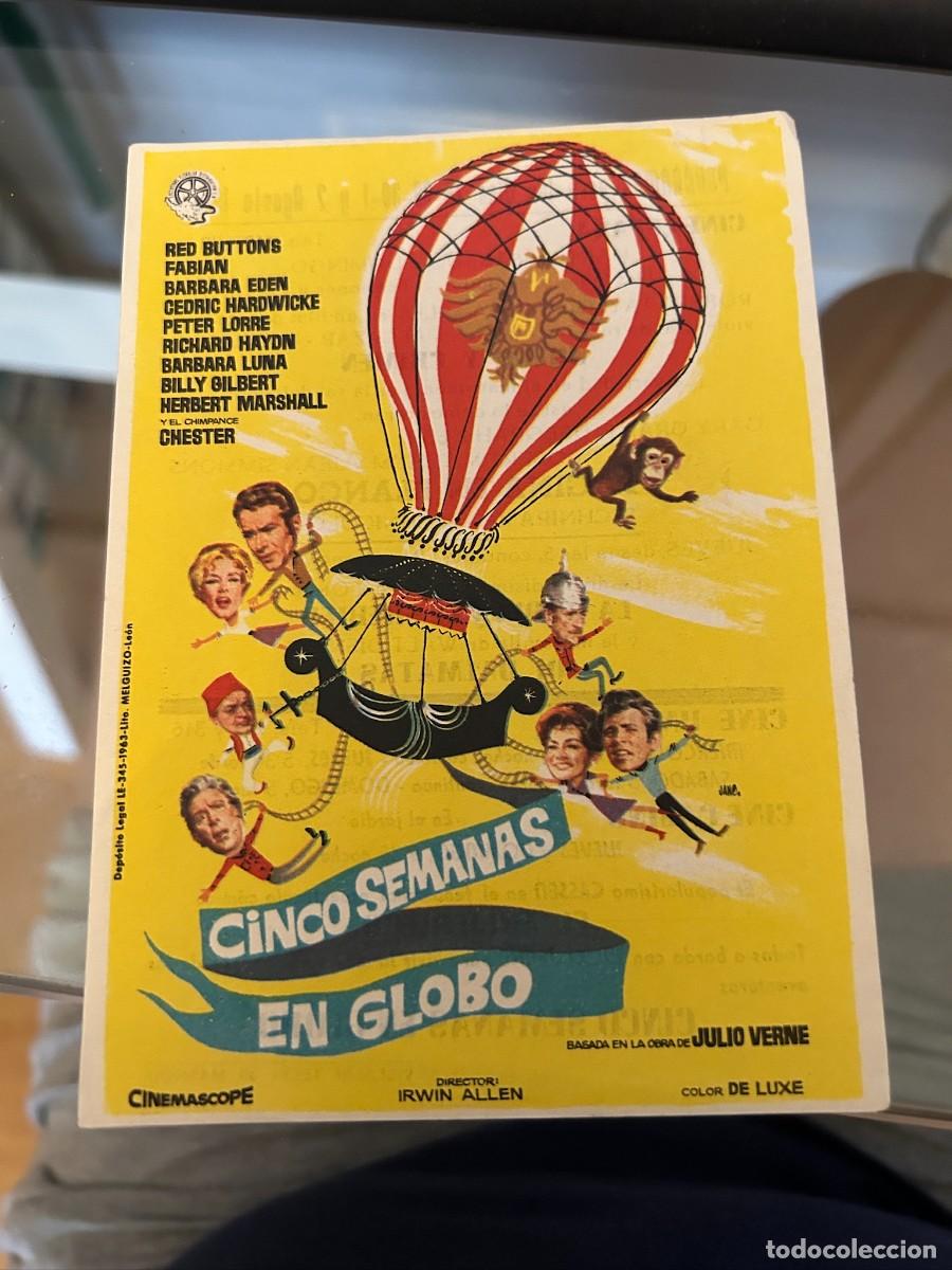 Cine: 1994 cinco semanas en globo cine espa&ntilde;a masnou con publicidad buen estado