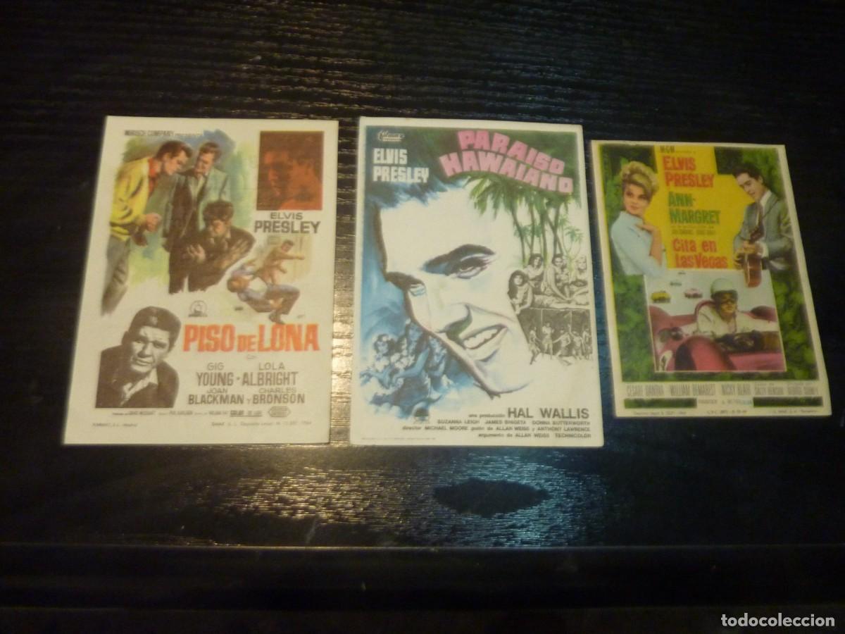 Cine: 3 Folletos de cine DIFERENTES de ELVIS PRESLEY con publicidad. MIRAR FOTOS