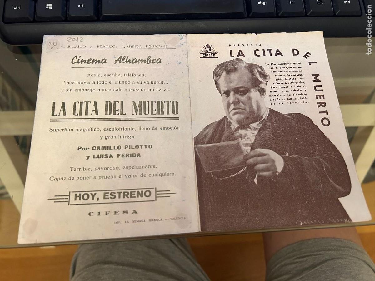Cine: 2012 LA CITA DEL MUERTO CINE ALHAMBRA VALENCIA CON PUBLICIDAD BUEN ESTADO
