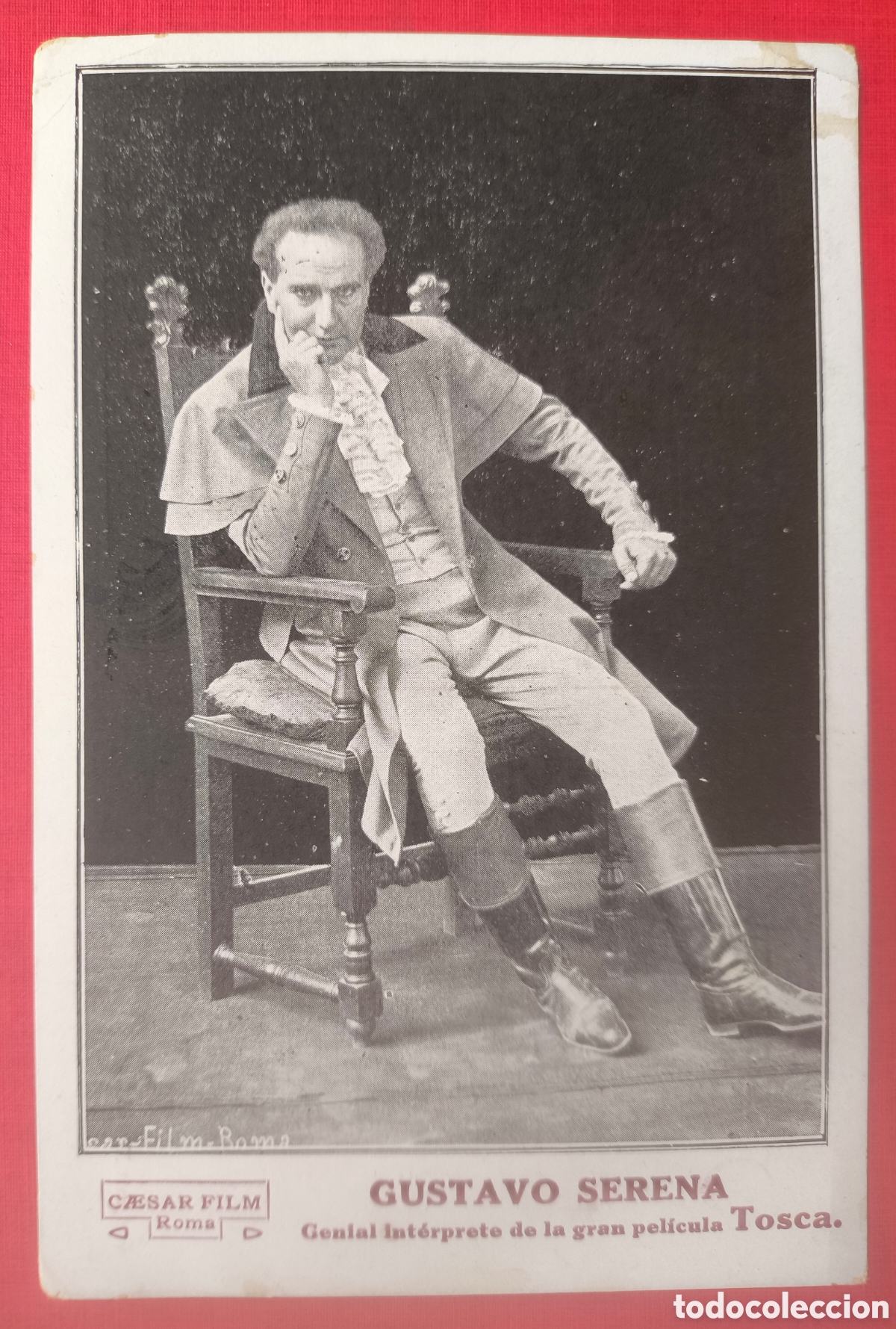 Cine: GUSTAVO SERENA ACTOR CINE MUDO PEL&Iacute;CULA TOSCA POSTAL PROGRAMA DE MANO 1918