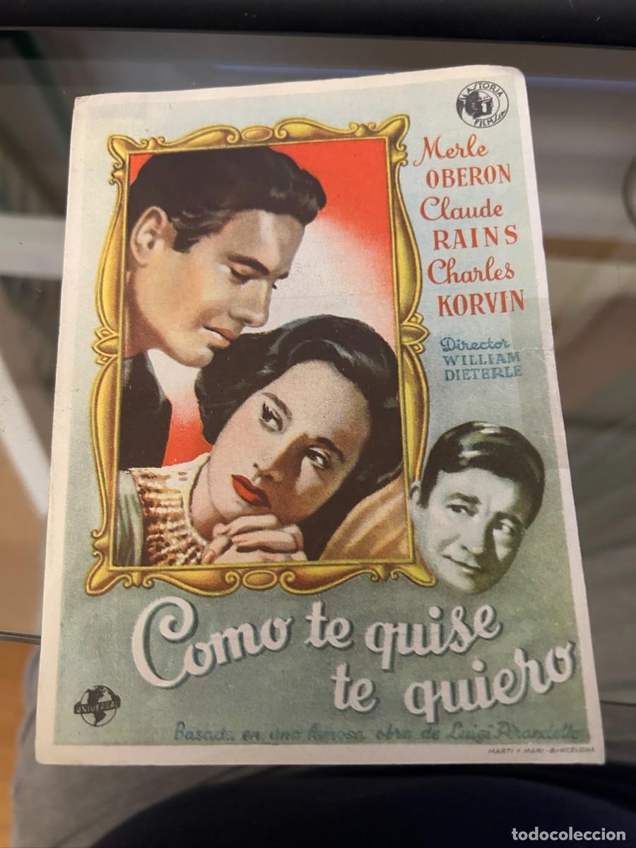  Flyers Publicitaires de films Anciens: 2161 COMO TE QUISE TE QUIERO CINE ECHEGARAY MALAGA CON PUBLICIDAD BUEN ESTADO