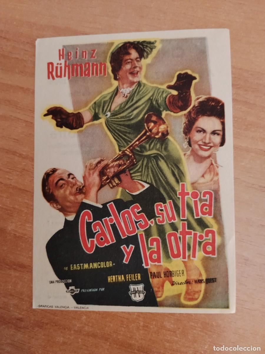 Folhetos de m&atilde;o de filmes antigos de cinema: ROSA-PROGRAMA DE LA PELICULA --CARLOS SU TIA Y LA OTRA ct