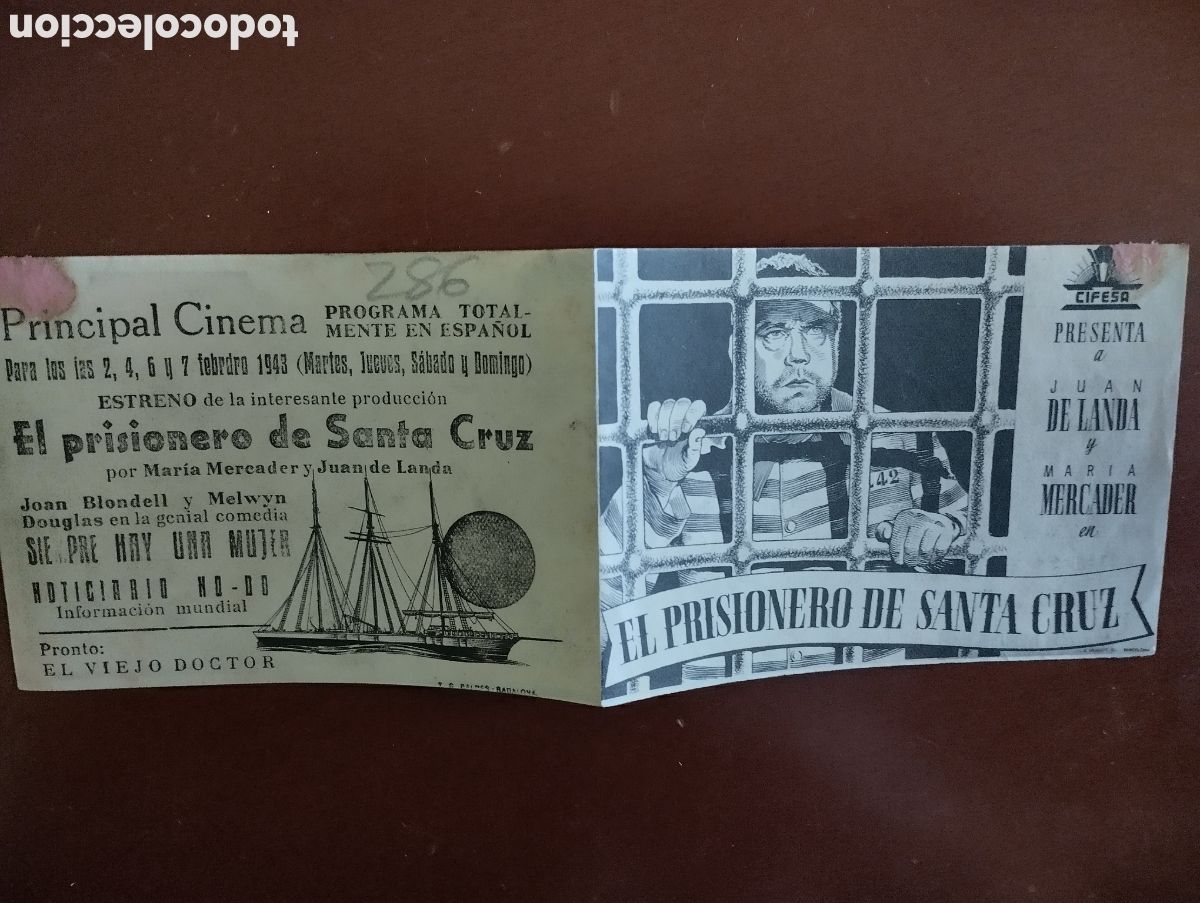Cine: Folleto Programa de cine DOBLE - PRISIONERO DE SANTA CRUZ