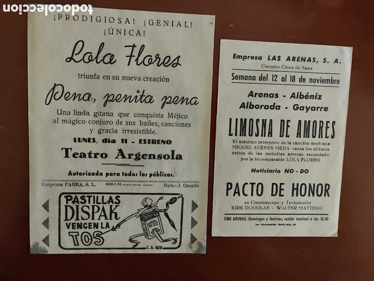Cine: 2 Folletos Programas de cine - Foto 2