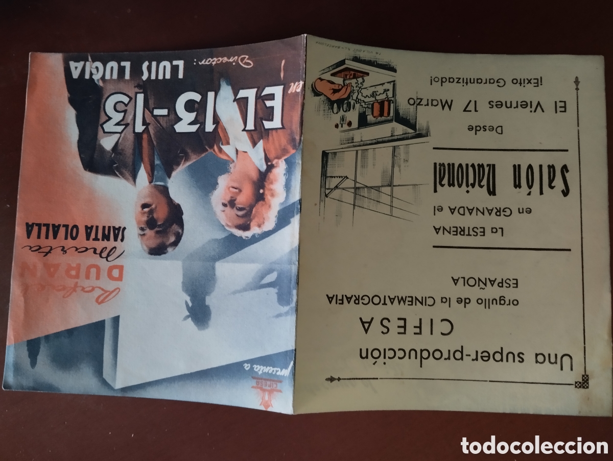 Cine: Folleto Programa de cine DOBLE - EL 13 - 13