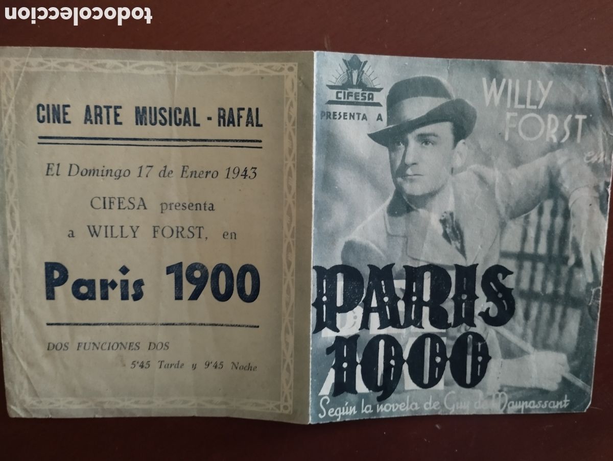 Cine: Folleto Programa de cine DOBLE - PARIS 1900