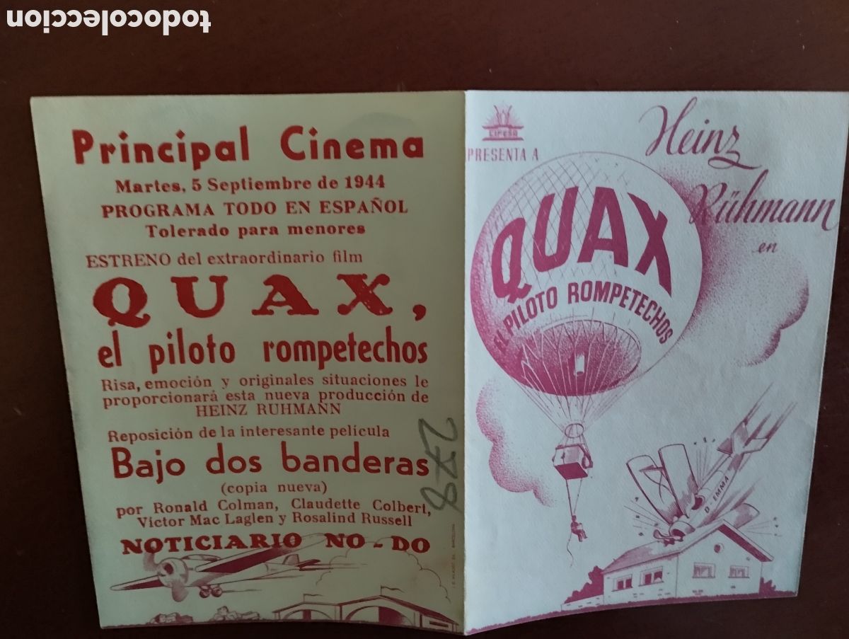 Cine: Folleto Programa de cine DOBLE - QUAX