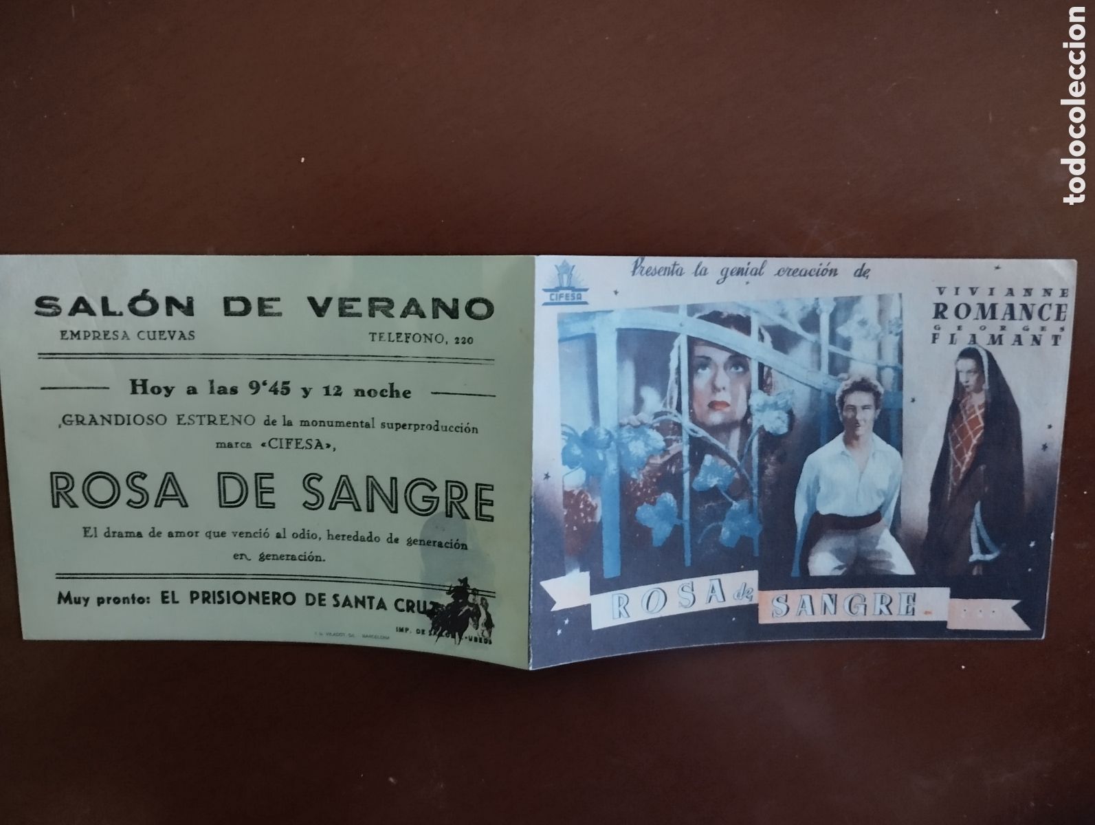 Cine: Folleto Programa de cine DOBLE - ROSA DE SANGRE - Foto 1