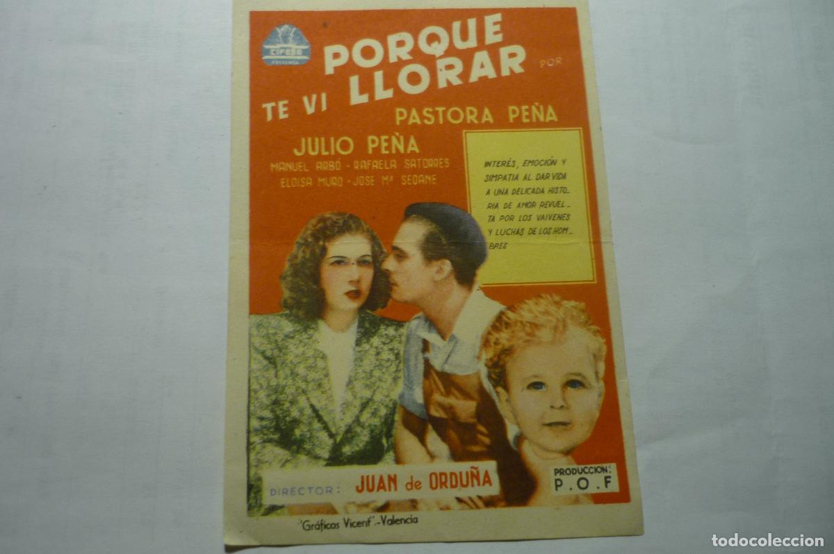 Cine: programa porque te vi llorar,.pastora pe&ntilde;a