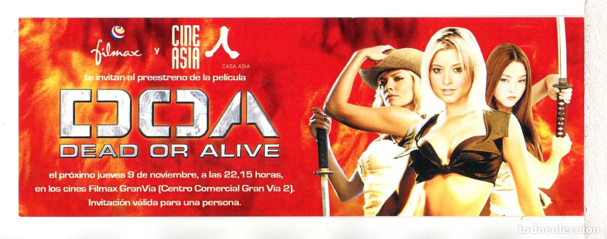 Cine: DOA DEAD OR ALIVE. INVITACI&Oacute;N DE PREESTRENO. MARCAP&Aacute;GINAS.