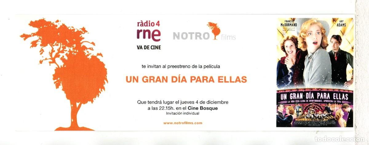 Cine: UN GRAN D&Iacute;A PARA ELLAS. INVITACI&Oacute;N DE PREESTRENO. MARCAP&Aacute;GINAS.