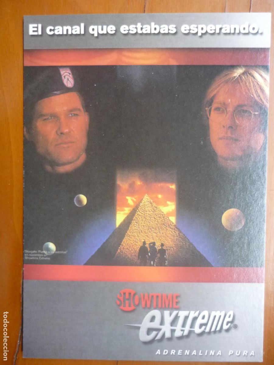Cine: stargate - folleto mano postal original showtime extreme - james spader kurt russell