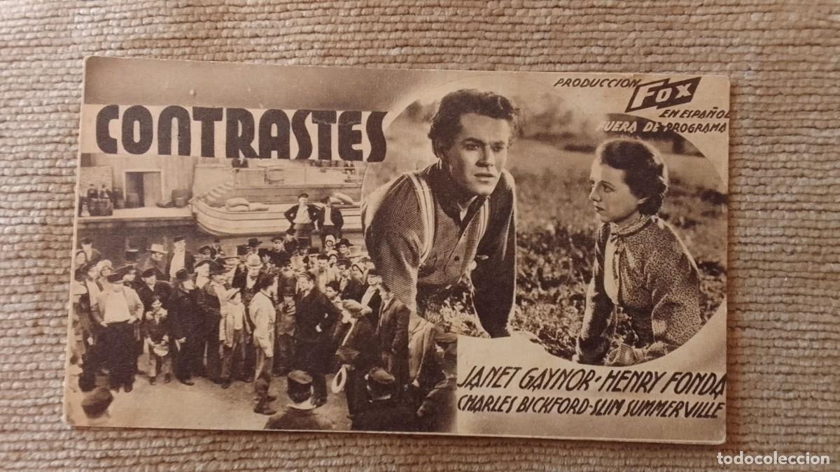 Cine: PROGRAMA DE CINE. TARJETA. CONTRASTES. FOX. DE MANO.