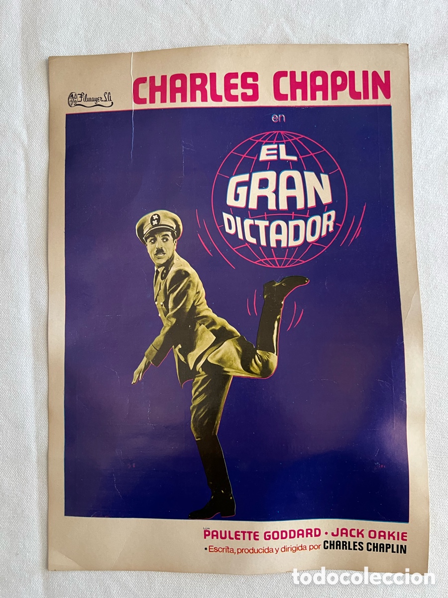 Cine: EL GRAN DICTADOR Charles Chaplin cartel publicidad FILMAYER cine original