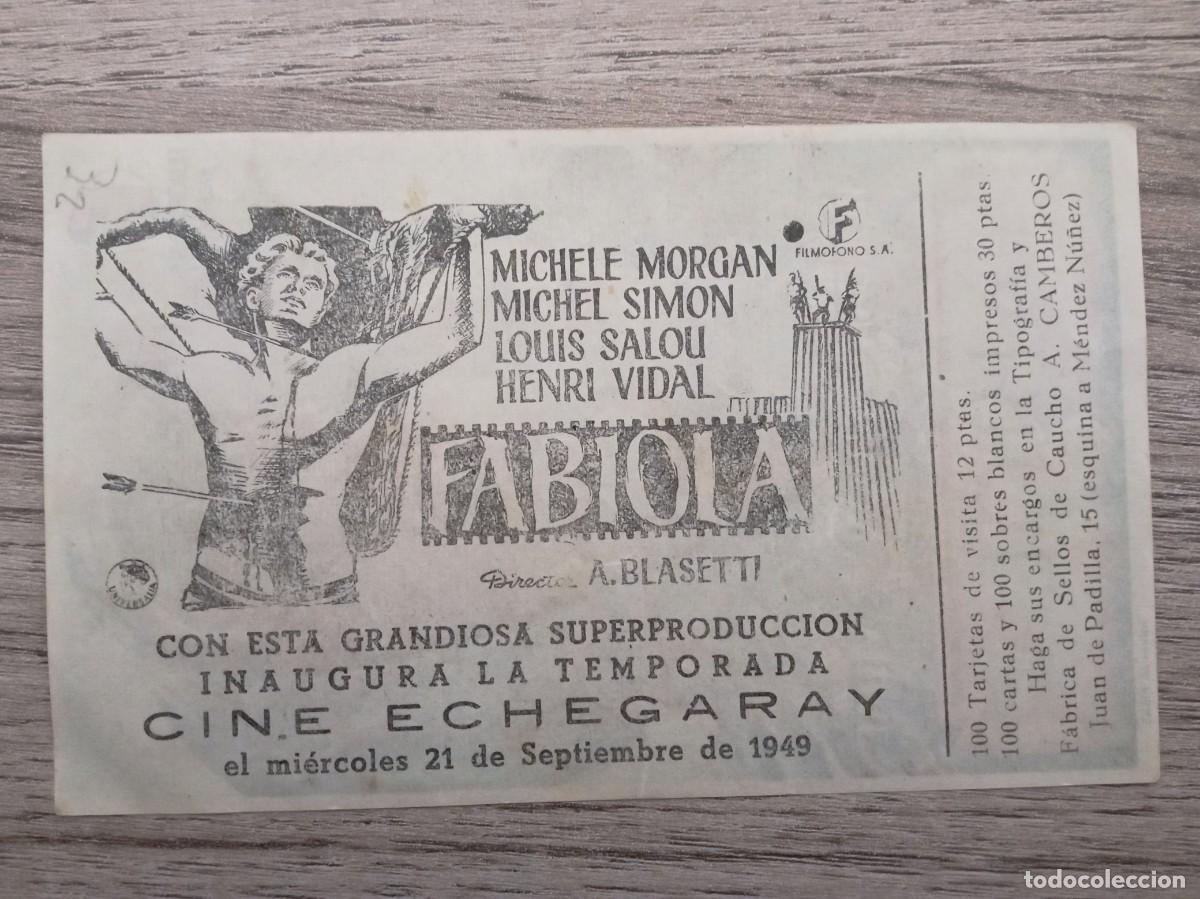 Cine: FABIOLA, MICHELE MORGAN, CON CLICH&Eacute; POR DETR&Aacute;S, CINE ECHEGARAY, M&Aacute;LAGA, 1949